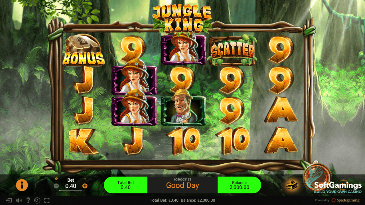 Jungle King, caça-níqueis online, selva, apostas, jackpot progressivo.